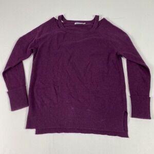 In Cashmere Sweater Womens Medium Purple Crew Neck Long Sleeve Knit Pullover